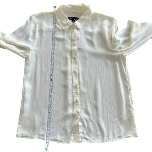 NEW Crepe de chine tie shirt with pleated collar long sleeve in cream Size Small - Picture 15 of 15